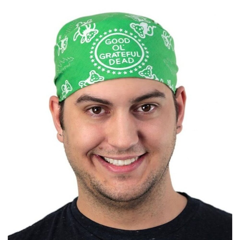 New Green Bear Skull Grateful Dead Bandana Hippie Headband Tour Peace Yin Yang - Picture 3 of 3